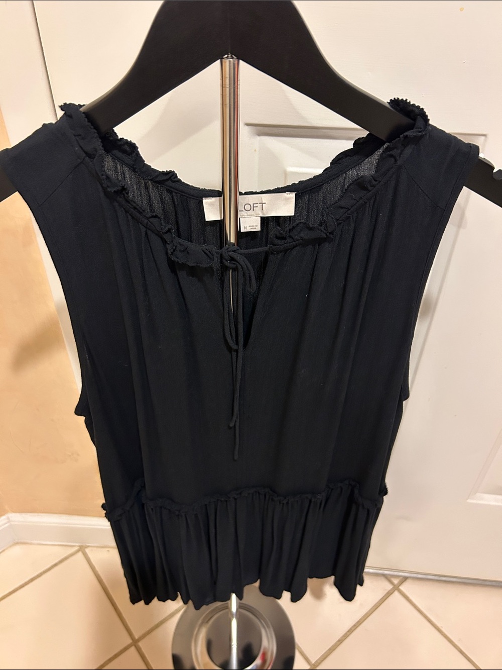 Loft black split blouse size M—